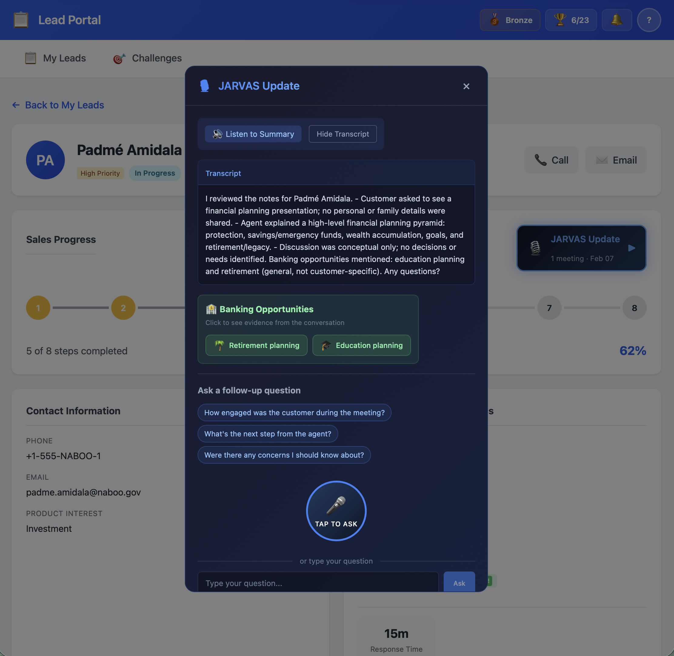 Relationship Manager Portal — The bridge between banking and insurance — view 2
